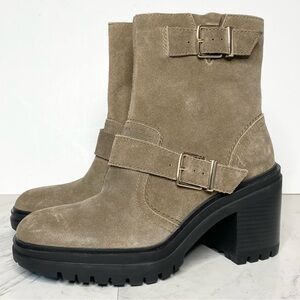 Kenneth Cole Rhode Heel Buckle Suede Bootie 8 1/2